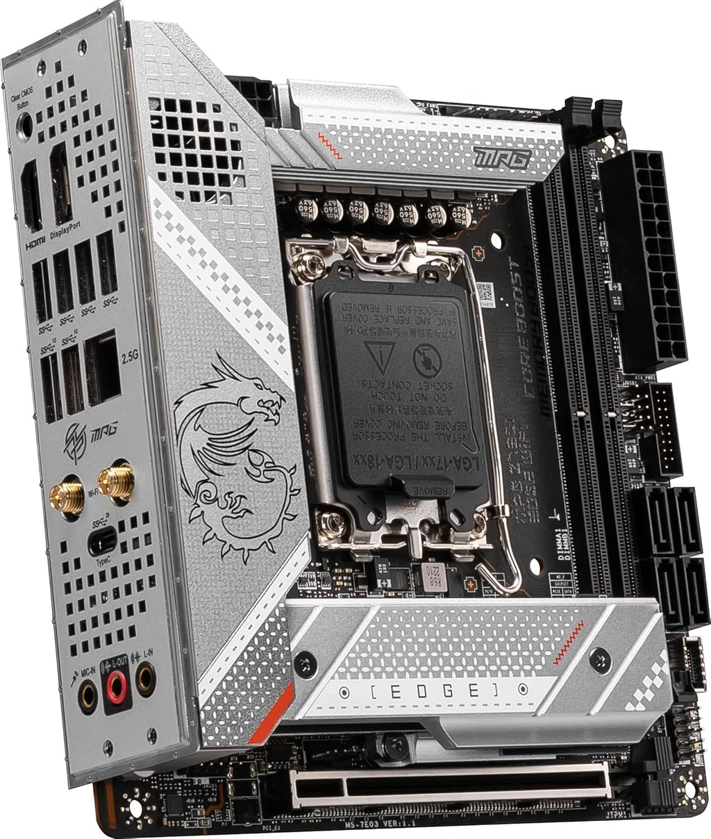 MSI MPG Z790I Edge WiFi Gaming Motherboard (Supports 12th/13th/14th Gen Intel Processors, LGA 1700, DDR5, PCIe 5.0, M.2, 2.5Gbps LAN, USB 3.2 Gen2, Wi-Fi 6E, Bluetooth 5.3, Mini-ITX)