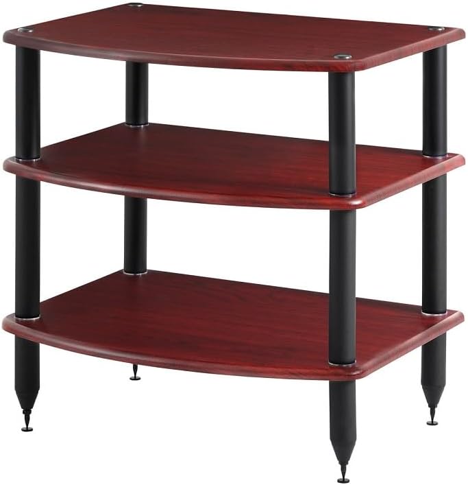 Pangea Audio Vulcan Three Shelf Audio Stereo Rack, Media Stand, and Components Cabinet 3 Shelf Rosenut Red