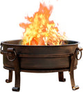 EcoNook 36 Inch Fire Pit with Grill & Lid, Fireplace & Round Table & BBQ 3 in 1 Fire Pit,Heavy Duty Wood Burning Fire Pits for Outside with Fire Poker, Waterproof Cover & Log Grate
