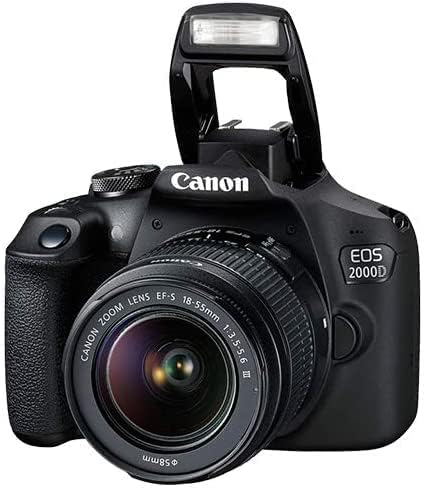 Canon EOS 2000D / Rebel T7 DSLR Camera w/EF-S 18-55mm f/3.5-5.6 Lens 3 Lens Kit: 128GB Memory + Wide Angle + Telephoto + Flash (Renewed)