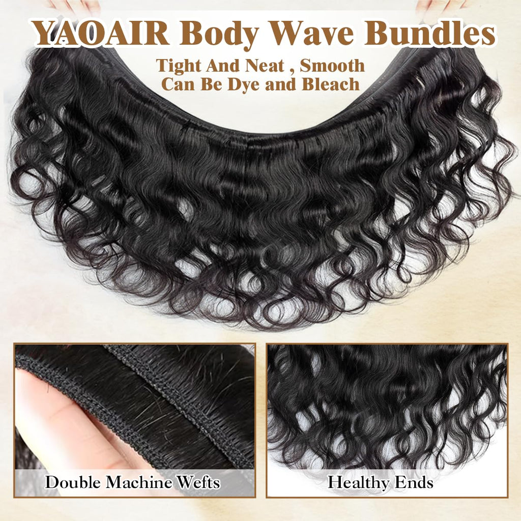 16A Raw Human Hair Bundles,3 Bundles 18 20 22 Inch Body Wave Bundles Human Hair,100% Unprocessed Brazilian Virgin Hair,Quick Weave,Hair Extensions Natural Black For Women,3X Longer Lifespan