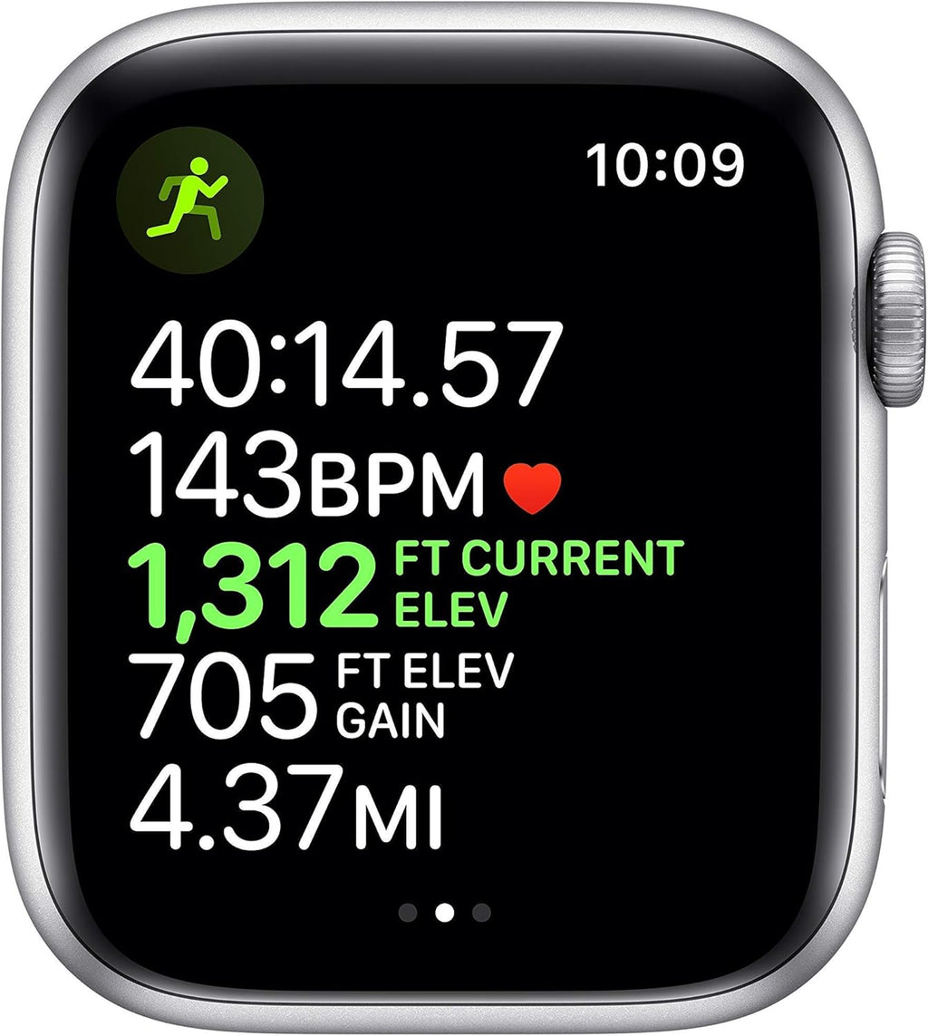 Apple Watch Series 5 (GPS, 44MM) - Silver Aluminum Case with White Sport Band (Renewed)