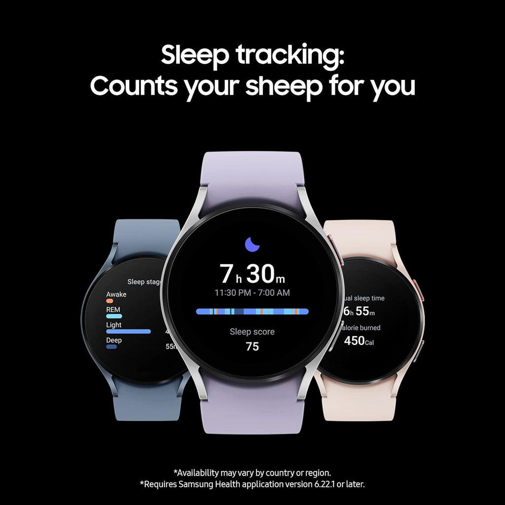 SAMSUNG Galaxy Watch 5 40mm Bluetooth Smartwatch w/Body, Health, Fitness and Sleep Tracker, Sapphire Crystal Glass, Enhanced GPS Tracking, US Version, Silver Bezel w/Purple Band (Renewed)