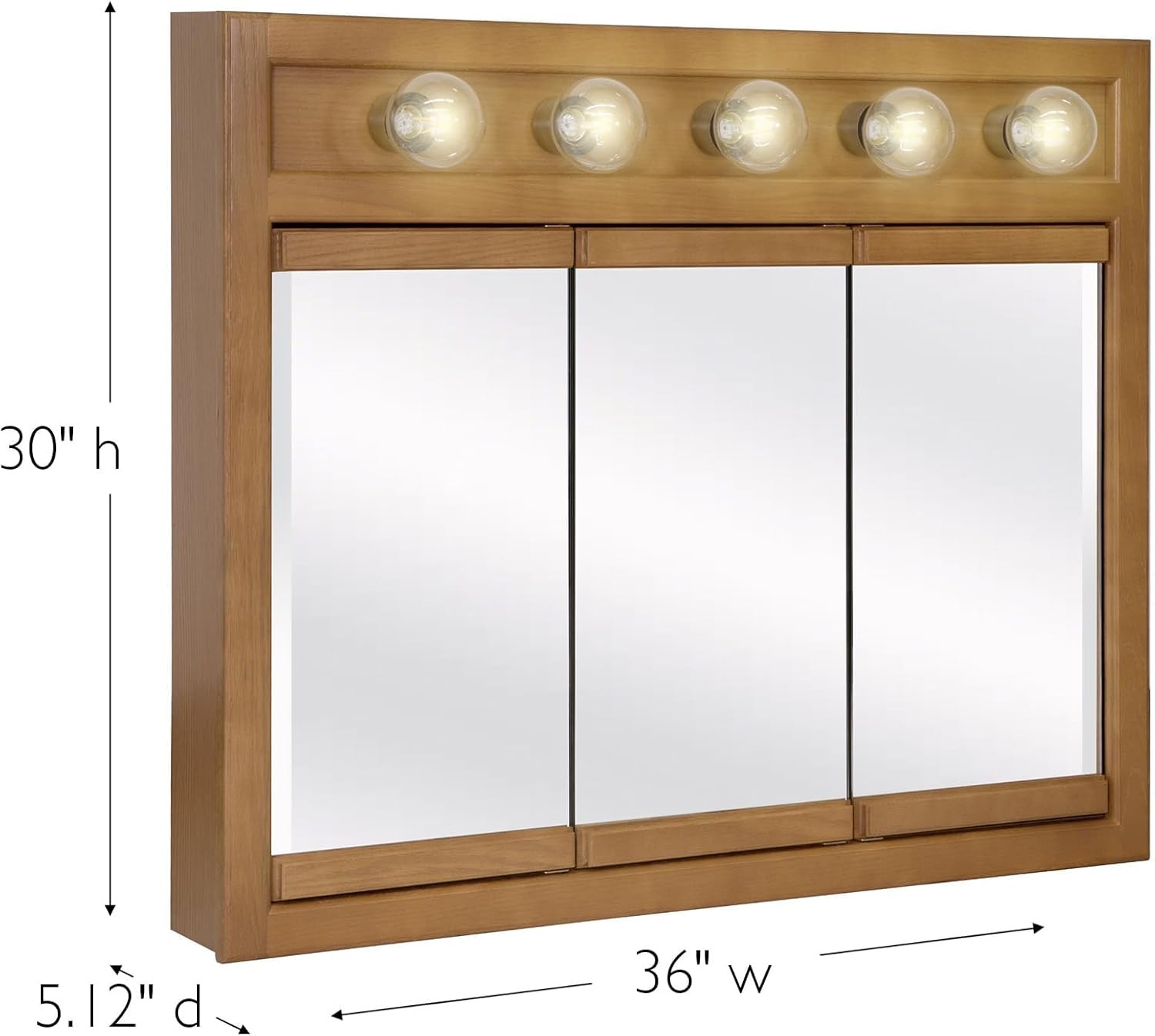 36 Inch Richland Bathroom Medicine Cabinet, Wall Mounted, Mirror, Oak – Design House, 530618-NOK