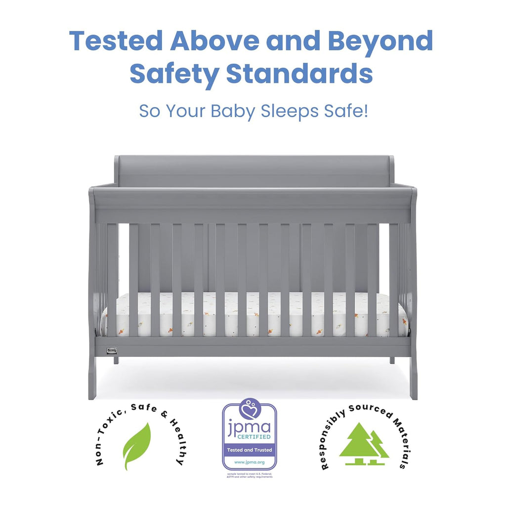Simmons Kids Carter 6-in-1 Convertible Crib - Greenguard Gold Certified, Grey