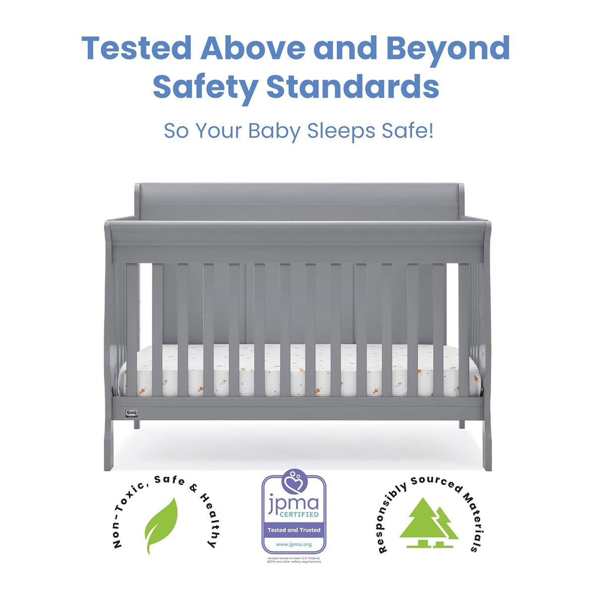 Simmons Kids Carter 6-in-1 Convertible Crib - Greenguard Gold Certified, Grey