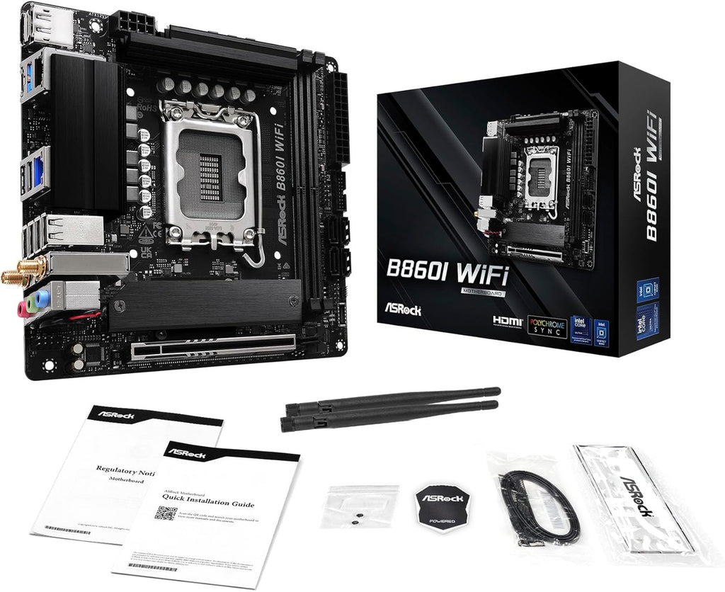 ASRock Intel Core Ultra B860 LGA1851 B860I WiFi 6E DDR5 8933 MHz 128GB M.2 Mini ITX Motherboard SATA3 6.0 Gb/s PCIe 5.0