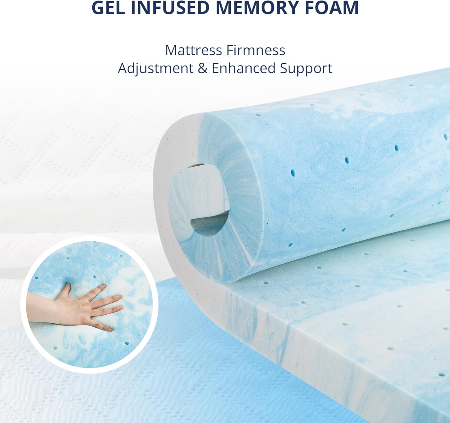 3 Inch Gel Memory Foam Mattress Topper Queen Size, Cooling Bed Topper for Pressure Relief with Removable Breathable Soft Cover, CertiPUR-US Certified