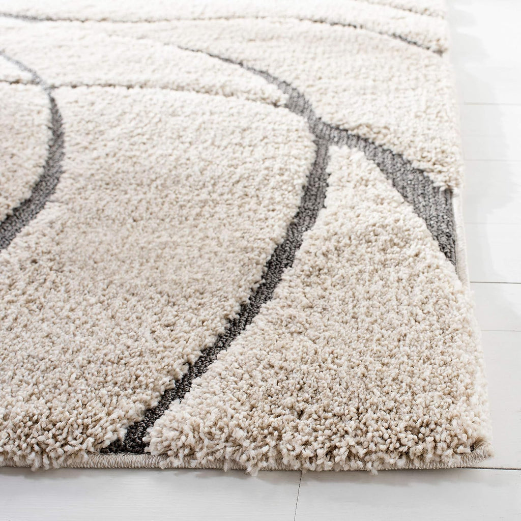 SAFAVIEH Florida Shag Collection Area Rug - 8'6" x 12', Cream & Grey, Non-Shedding & Easy Care, 1.2-inch Thick Ideal for High Traffic Areas in Living Room, Bedroom (SG471-1180)