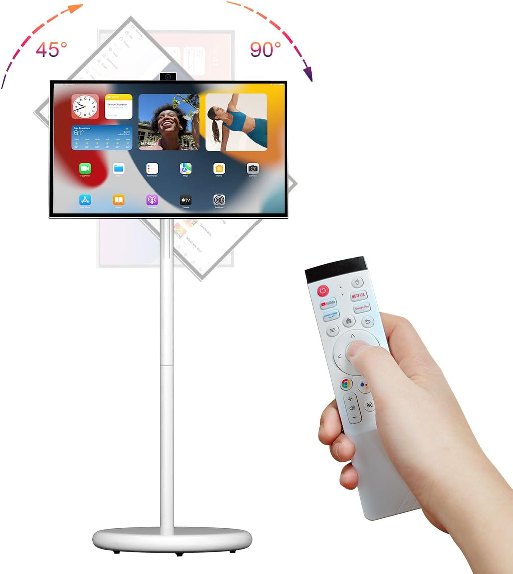 VLH 27" Smart Portable TV On Wheels | Cordless Rolling Touchscreen TV | 6GB RAM + 128GB Storage | EDLA-Certified Android 15 OS | | Full Swivel Rotation | Voice Remote Control