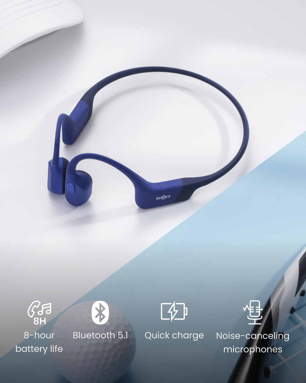 SHOKZ OpenRun Mini (AfterShokz Aeropex Mini) -Bone Conduction Open-Ear Bluetooth Sport Headphones (Renewed)