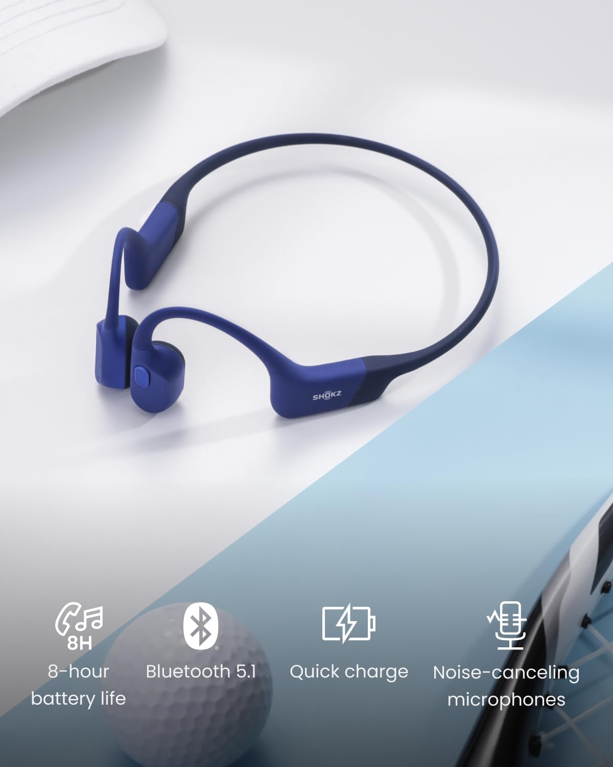 SHOKZ OpenRun Mini (AfterShokz Aeropex Mini) -Bone Conduction Open-Ear Bluetooth Sport Headphones (Renewed)
