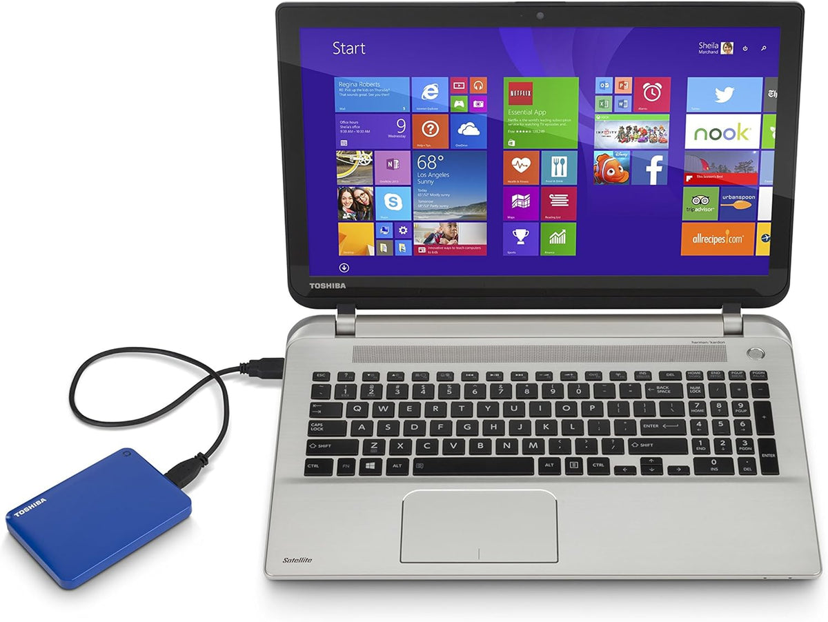 Toshiba Canvio Connect II 1TB Portable Hard Drive, Blue (HDTC810XL3A1)