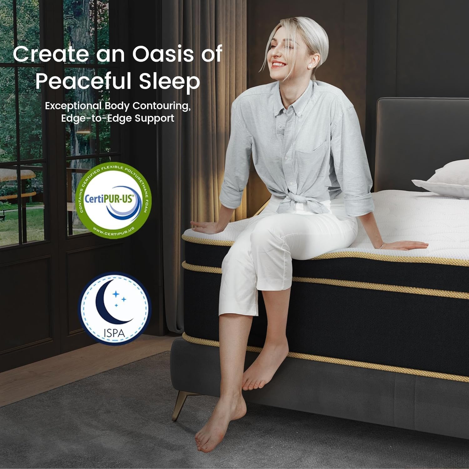 LETMOON King Size Mattress New Version, 12 Inch Gel Memory Foam Hybrid Mattress King Bed in a Box, Pressure & Pain Relief, Individual Pocket Spring, Edge Support, Medium Firm, CertiPUR-US