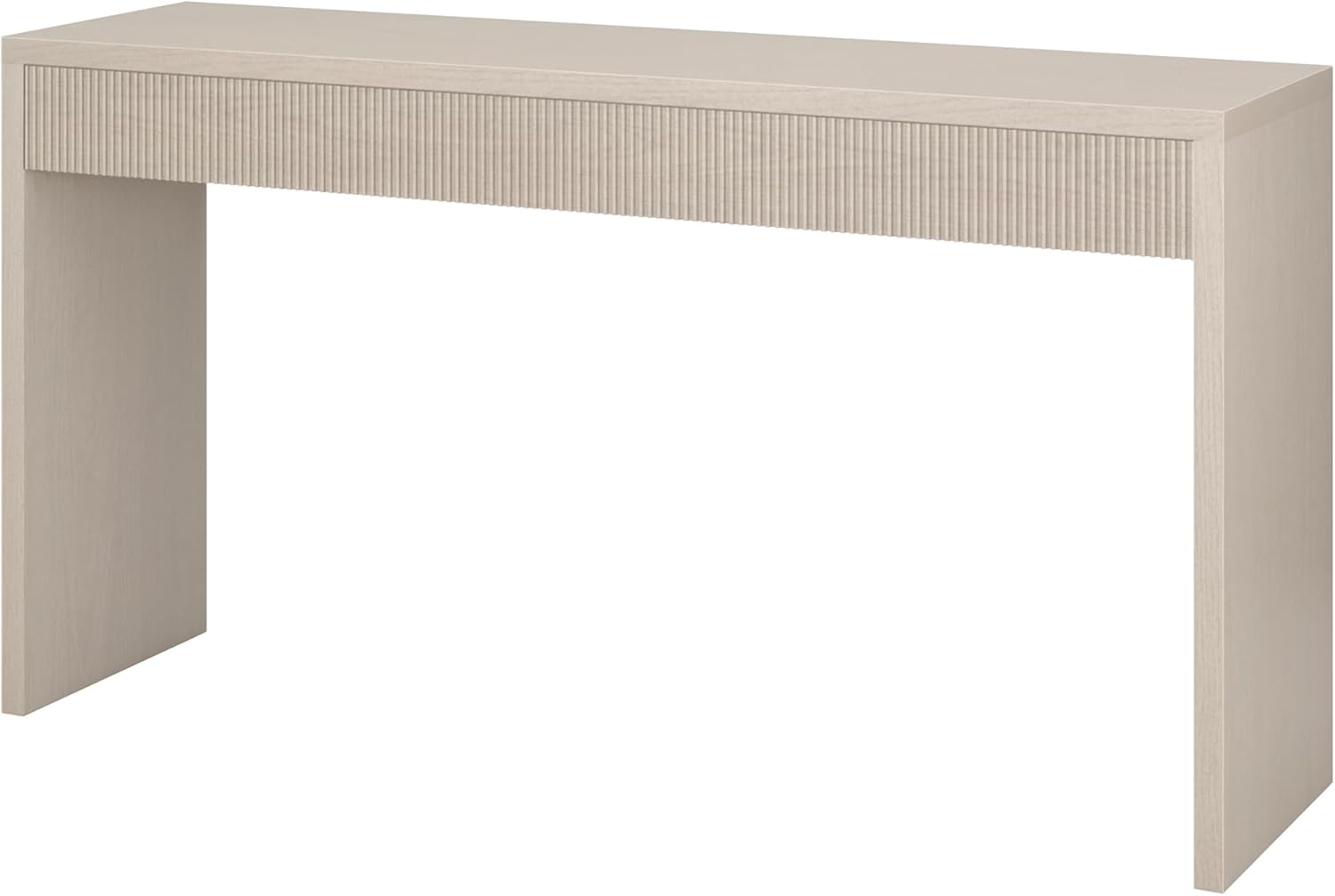 Henn&Hart 55" Rectangular Fluted Console Table, Ribbed Entryway Table, Sofa Table for Entryway, Living Room, Couch, Hallway, or Office, Beech White