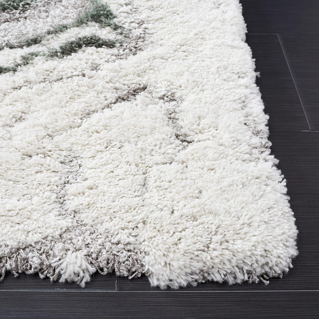 SAFAVIEH Horizon Shag Collection Area Rug - 9' x 12', Grey & Green, Modern Abstract Design, Non-Shedding & Easy Care, 2.6-inch Thick Ideal for High Traffic Areas in Living Room, Bedroom (HZN890Y)