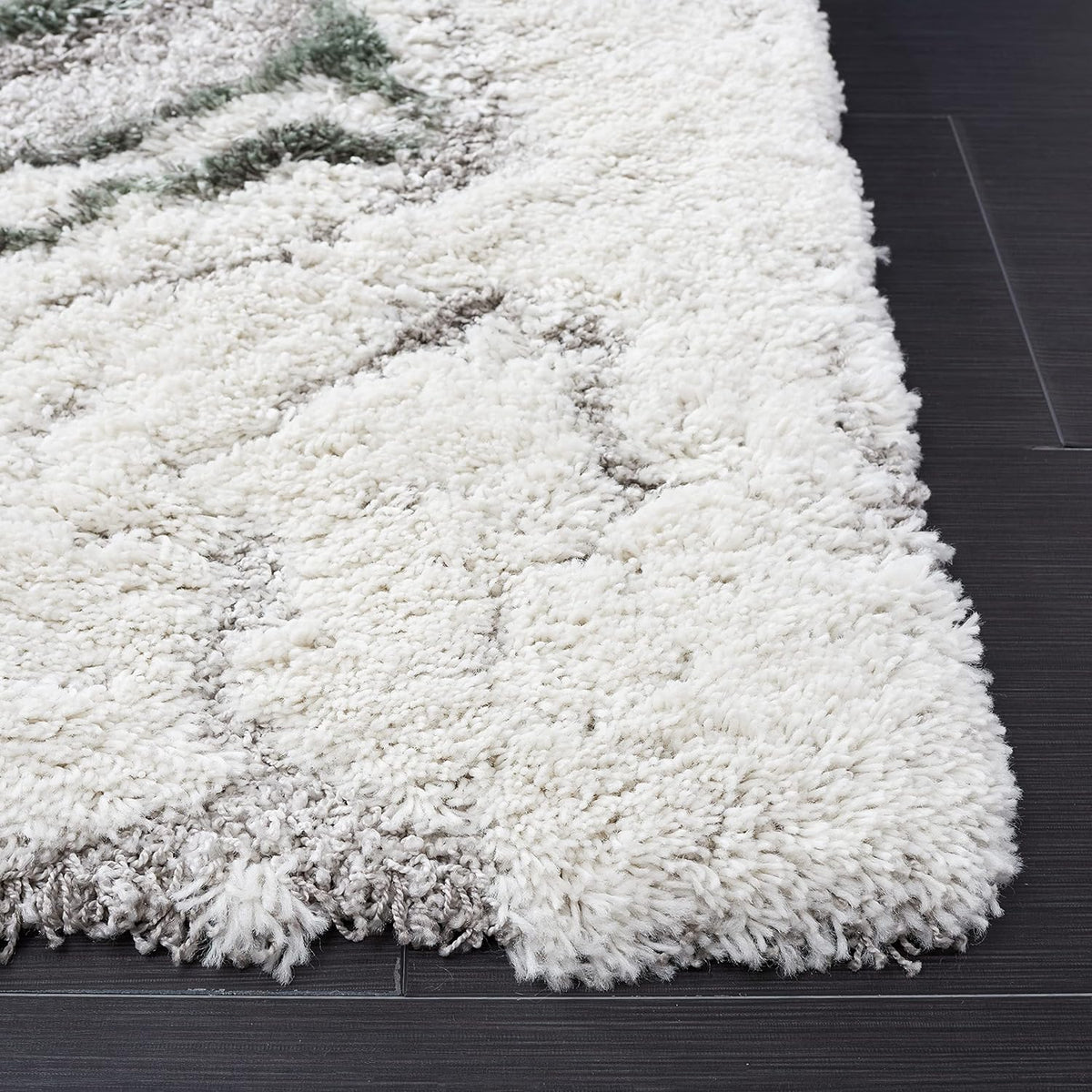 SAFAVIEH Horizon Shag Collection Area Rug - 9' x 12', Grey & Green, Modern Abstract Design, Non-Shedding & Easy Care, 2.6-inch Thick Ideal for High Traffic Areas in Living Room, Bedroom (HZN890Y)