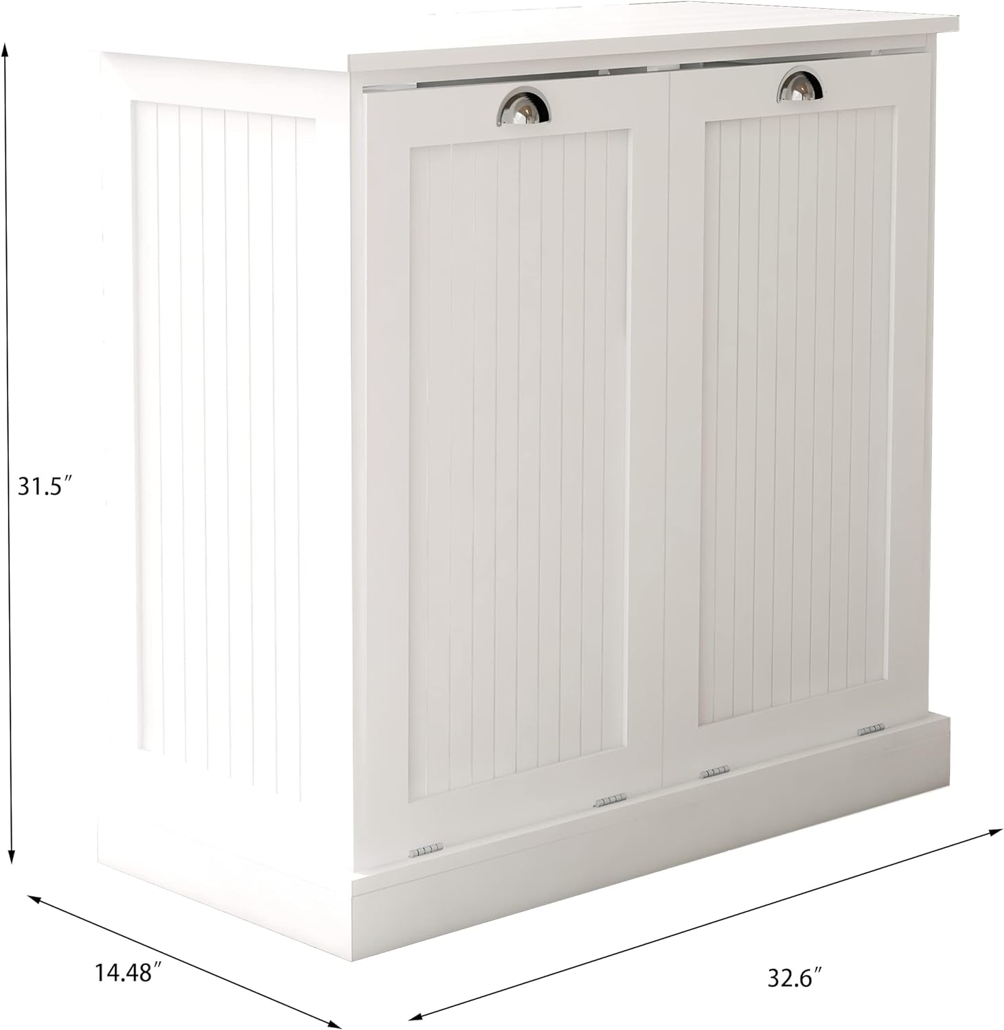 LUMISOL Double Tilt-Out Laundry Hamper Cabinet, Modern Laundry Cabinet with Removable Fabric Baskets, Wooden Bathroom Storage Cabinets with Doors for Living Room, Kitchen, White