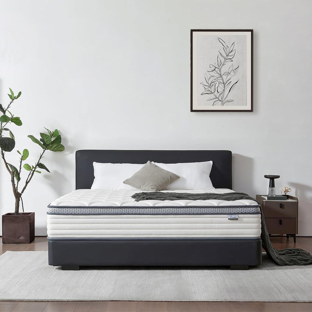 12 Inch Queen Mattress in a Box, Medium Firm Hybrid Mattress with Pocket Springs and Comfort Foam- Edge Support, Motion Isolation & Pressure Relief