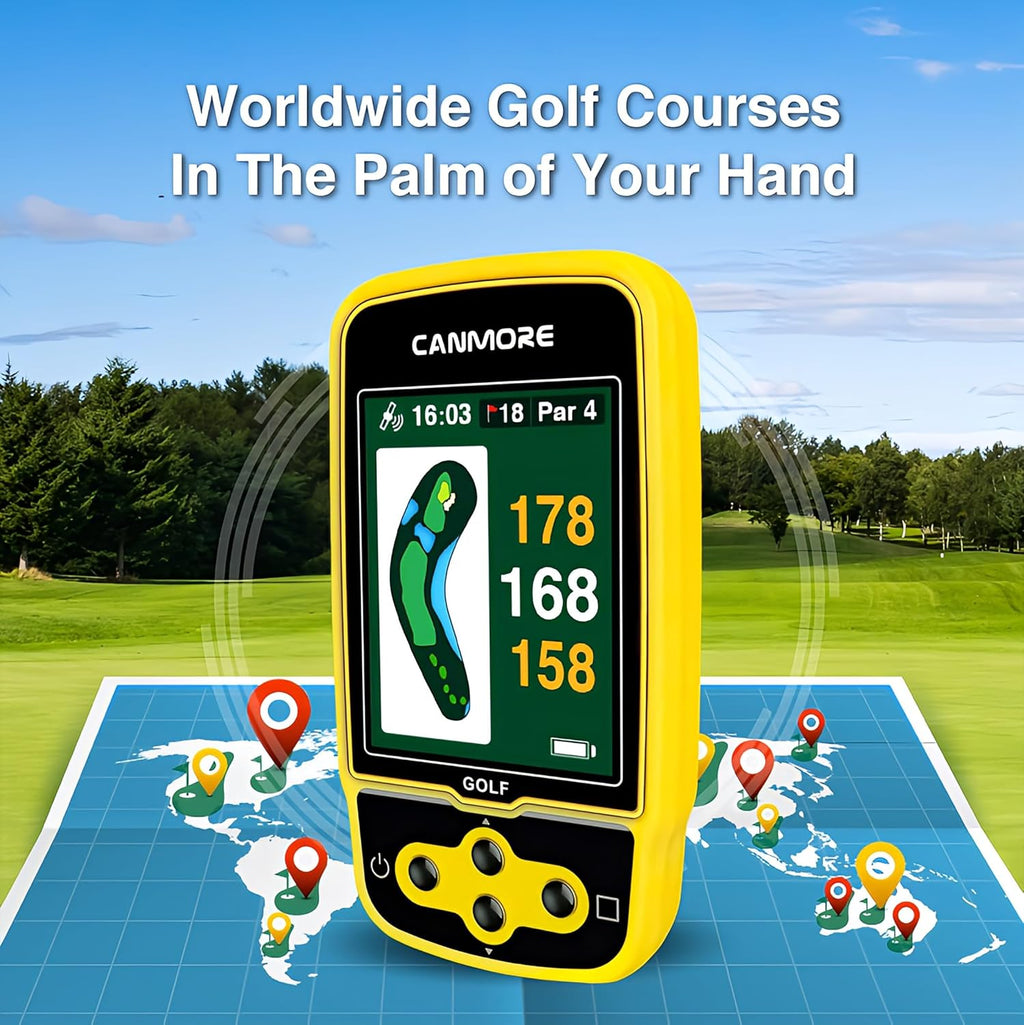 CANMORE HG500 Golf GPS - Extra Large Easy-to-Read Color Display, preloaded 41,000 Course map Worldwide Shape of The Green and The Fairway(Yellow)