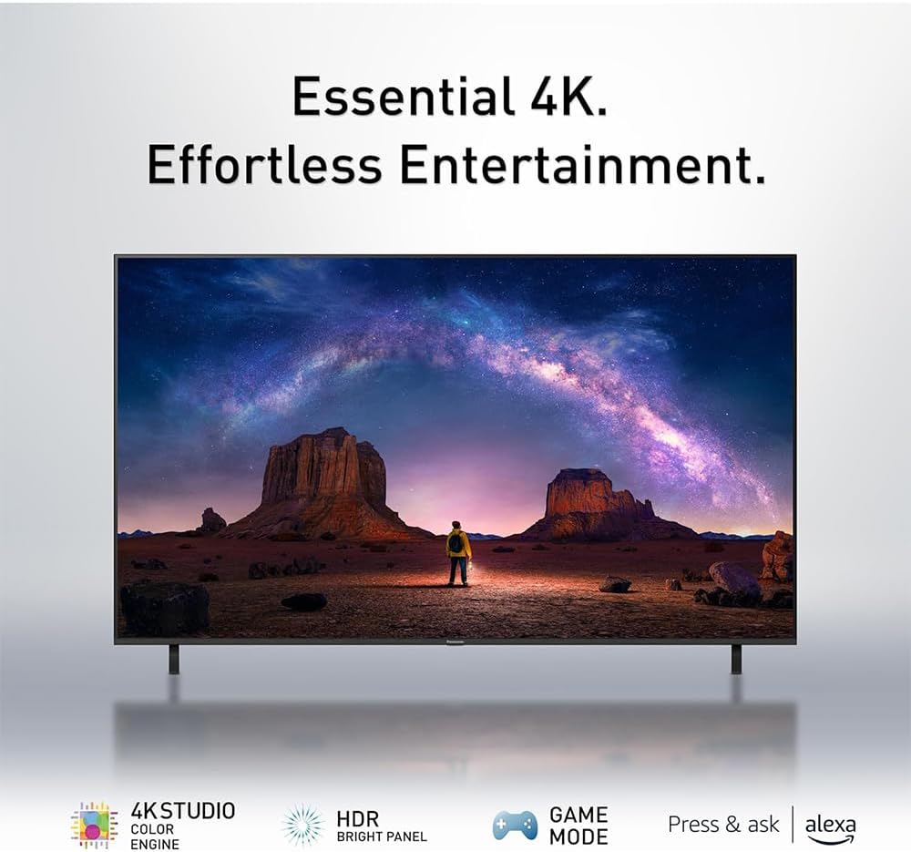 Panasonic TV-43W70BP W70 Series 43 inch LED 4K Ultra HD Smart Fire TV Bundle with WN10 Neck Speaker, 4 YR CPS Enhanced Protection, 2X HDMI Cable & Deco Gear Complete Home Theater Beginner's Guidebook