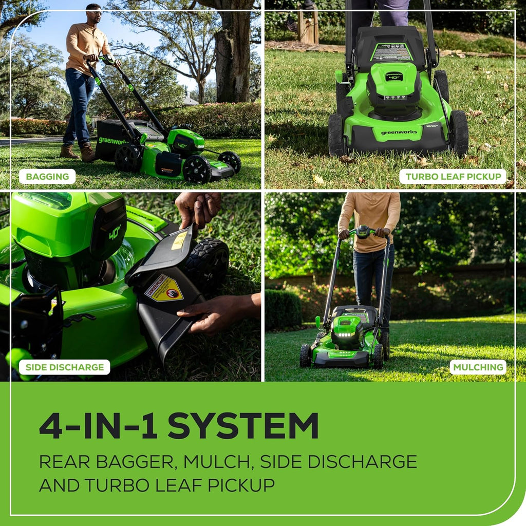 Greenworks 40V 20" Brushless Cordless Lawn Mower with 4.0Ah Battery & Charger(75+ Tool Compatibility)