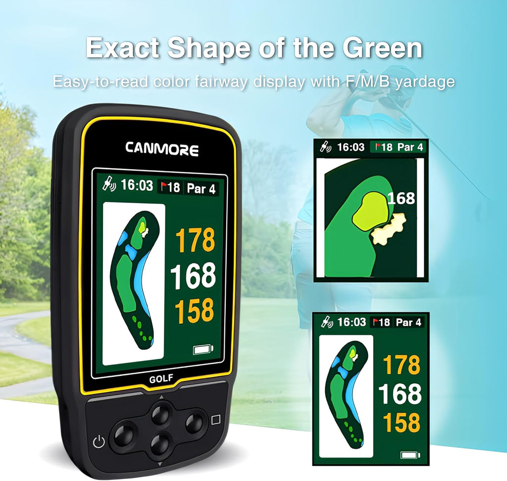 CANMORE HG500 Golf GPS - Extra Large Easy-to-Read Color Display, preloaded 41,000 Course map Worldwide Shape of The Green and The Fairway(Black)