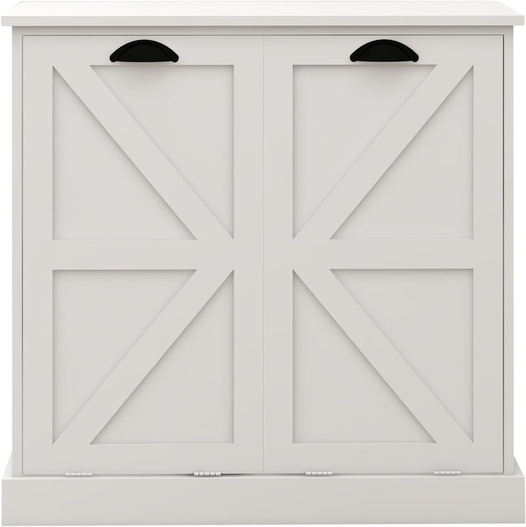 Modern Contemporary Laundry Sorter Cabinet, Two-Compartment Tilt-Out, for Bathroom Living Room Hallway