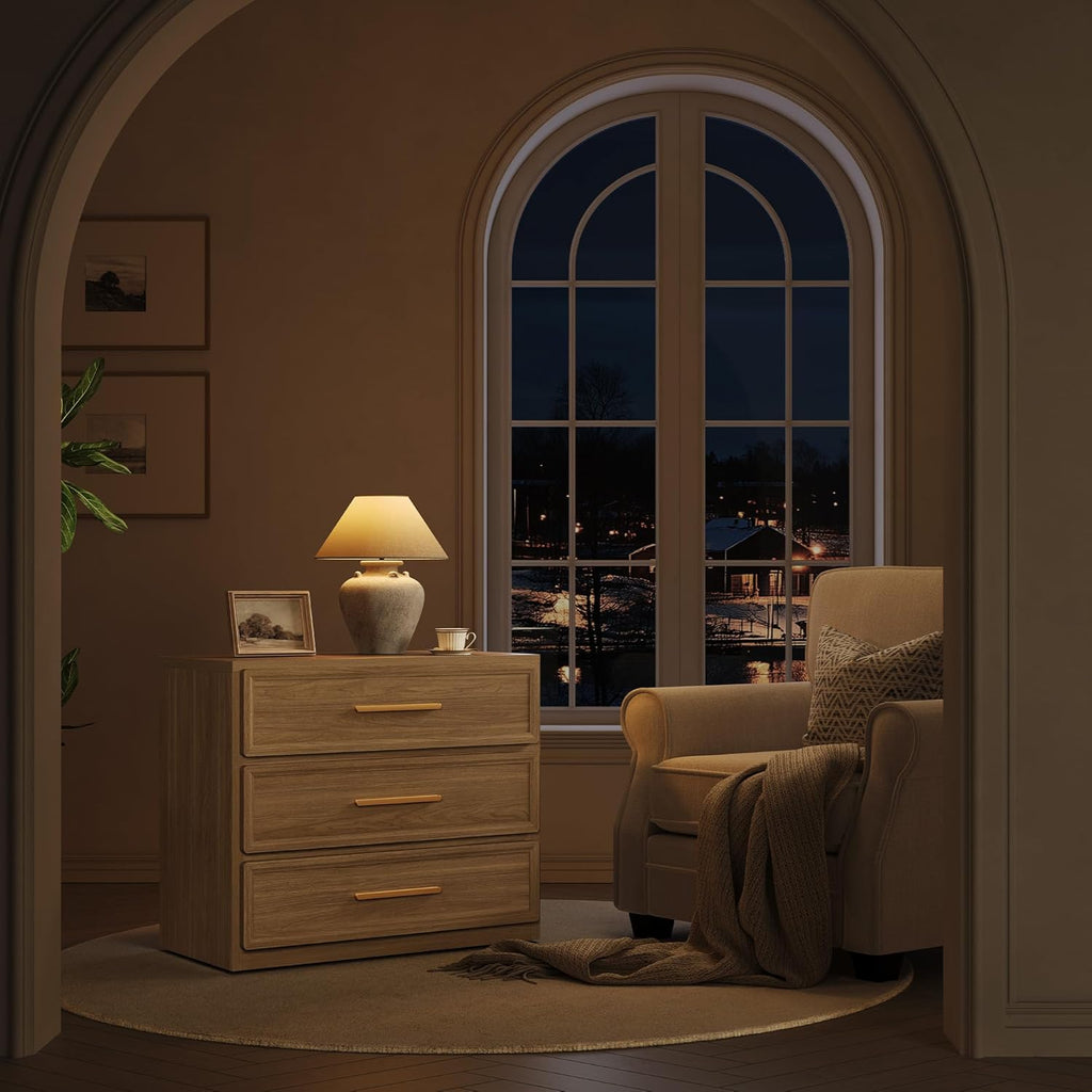 SICOTAS Night Stand Oversized Extra Large Nightstand Tall Bedside Side Table with 3 Drawers with Storage Modern End Table with Golden Handles Night Stands for Bedroom Sofa Couch Office
