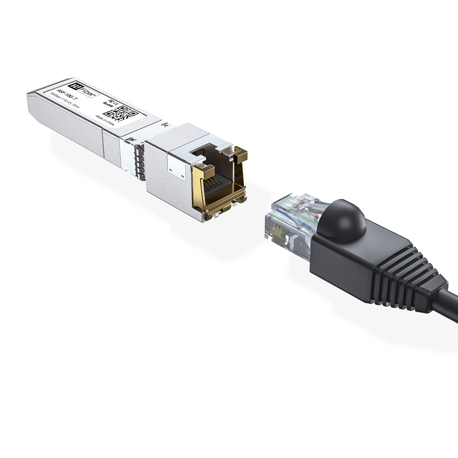H!Fiber 10Gb SFP+ to RJ45 Module, 80 Meters, Low Power Consumption 10Gbase-T Ethernet SFP+ Copper Transceiver for Cisco, Meraki, MikroTik, Ubiquiti, Unifi, Netgear, QNAP and More, Cat6a/7/8, 4 Pack