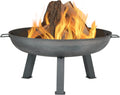 Sunnydaze Cast Iron Heavy Duty Fire Pit for Outside - Wood Burning Outdoor Fire Pit Bowl with Handles for Patio, Backyard, Camping - 30" - Gray