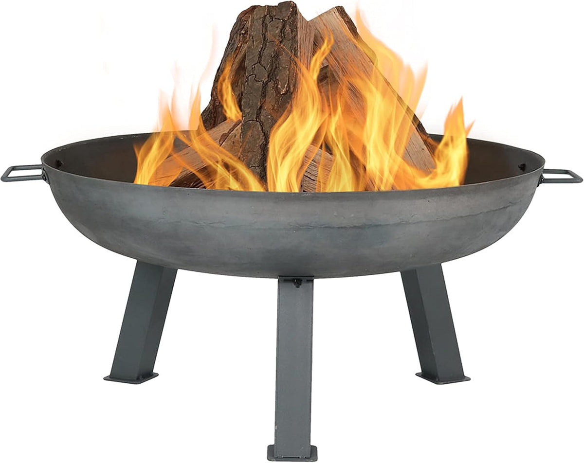 Sunnydaze Cast Iron Heavy Duty Fire Pit for Outside - Wood Burning Outdoor Fire Pit Bowl with Handles for Patio, Backyard, Camping - 30" - Gray