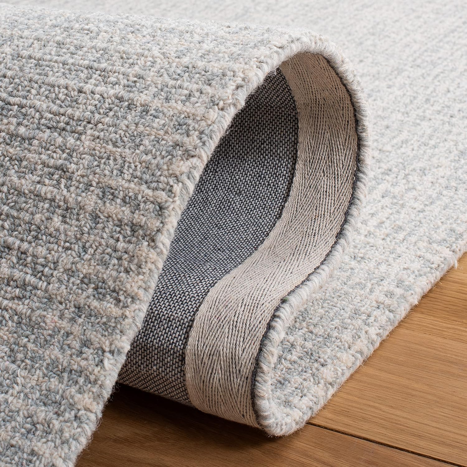 SAFAVIEH Abstract Collection Area Rug - 9' x 12', Light Grey & Ivory, Handmade Wool, Ideal for High Traffic Areas in Living Room, Bedroom (ABT468F)