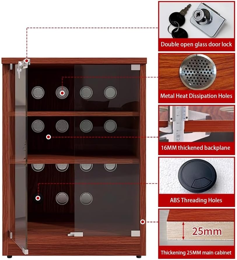 2-Tier Media Storage Cabinet, Wooden Audio Video Media Stand, Modern AV Cabinet with Tempered Glass Doors, Entertainment Stereo Component(Black)