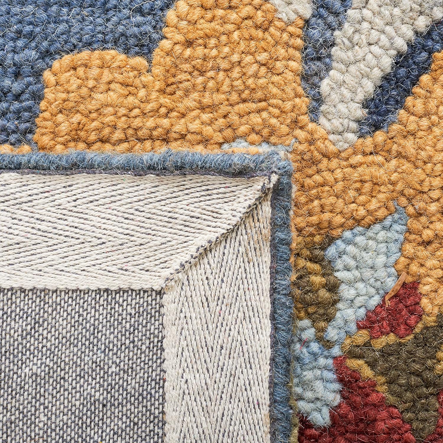 SAFAVIEH Blossom Collection Area Rug - 9' x 12', Navy & Multi, Handmade Wool, Ideal for High Traffic Areas in Living Room, Bedroom (BLM401N)