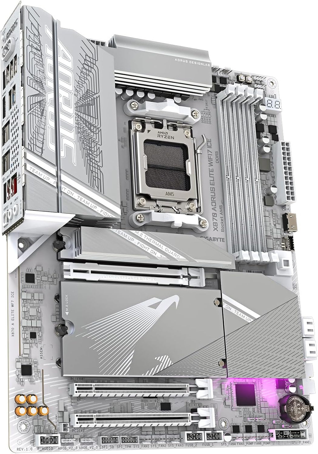GIGABYTE X870 AORUS Elite WIFI7 ICE AMD AM5 LGA 1718 Motherboard, ATX, DDR5, 4X M.2, PCIe 5.0, USB4, WIFI7, 2.5GbE LAN, EZ-Latch, 5-Year Warranty