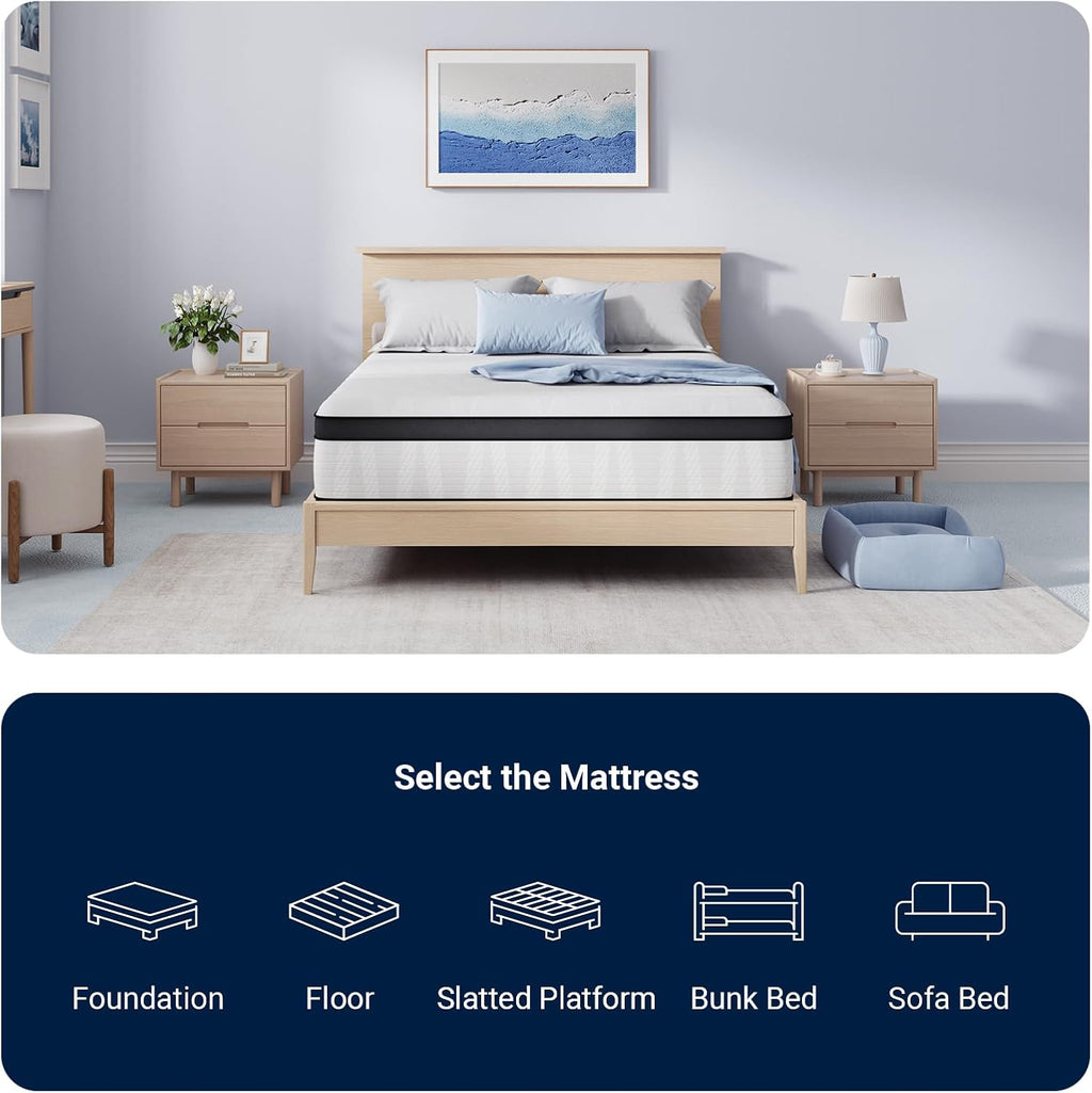 Avenco King Size Mattress, 12 Inch King Hybrid Mattress in a Box, Medium Firm Bed with Pocket Springs for Motion Isolation, Strong Edge Support, Breathable Comfort, CertiPUR-US Certified