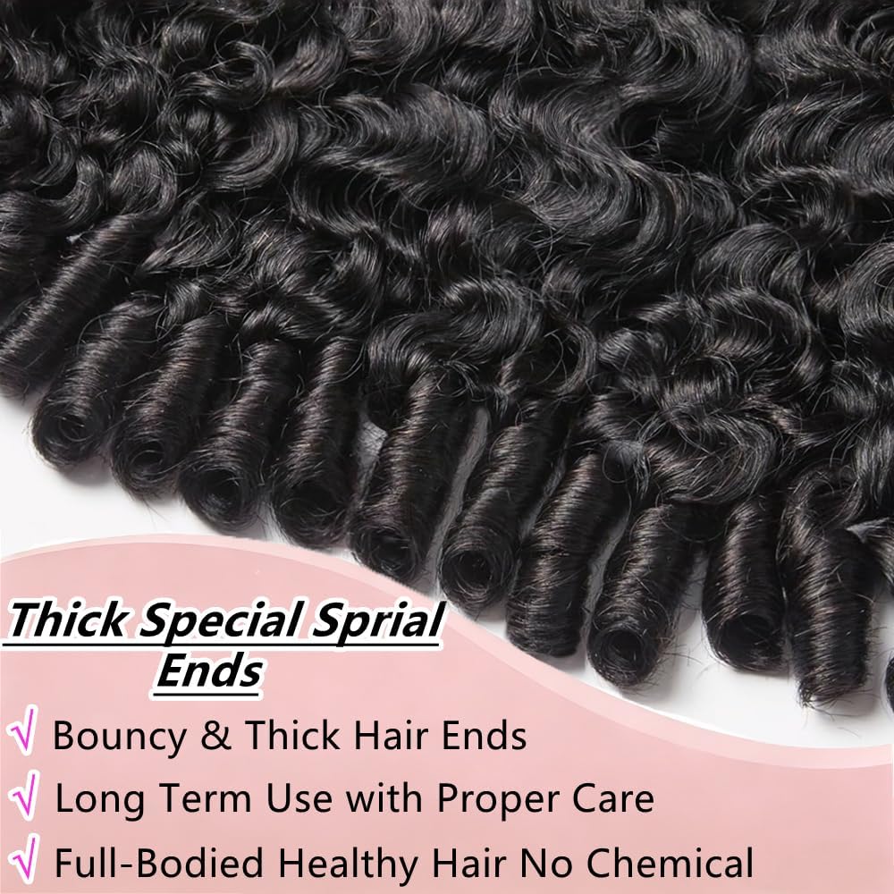 Burmese Curly Bundles Human Hair 20 22 24 Inch Curly Human Hair Bundles with Spiral End 3Pcs 12A Unprocessed Virgin Hair Quick Weave for Women Natural Black