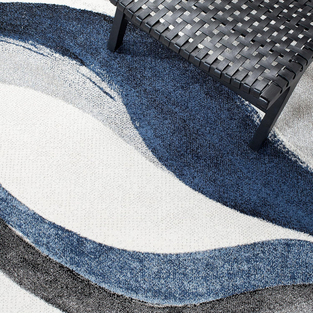 SAFAVIEH Area Rug 8x10 - Hollywood Collection - Large - Grey & Blue, Mid-Century Modern Design, Non-Shedding & Easy Cleaning, Ideal for Living Room, Bedroom, Office, Dining Space (HLW766F)