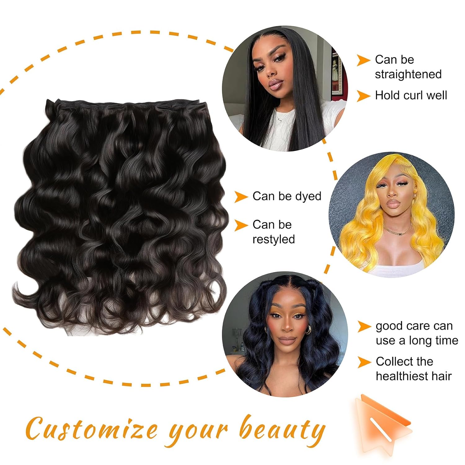 Brbeawor 14A Brazilian Body Wave Bundles Human Hair 22 24 26 Inch 100% Real Raw Virgin Human Hair Bundles Body Wave 3 Bundles Human Hair Extension Natural Color（22 24 26）