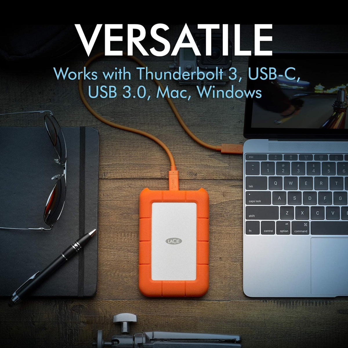 LaCie Rugged USB-C, 4TB, Portable External Hard Drive, Drop, Shock, Dust, Rain Resistant, for Mac & PC (STFR4000800)