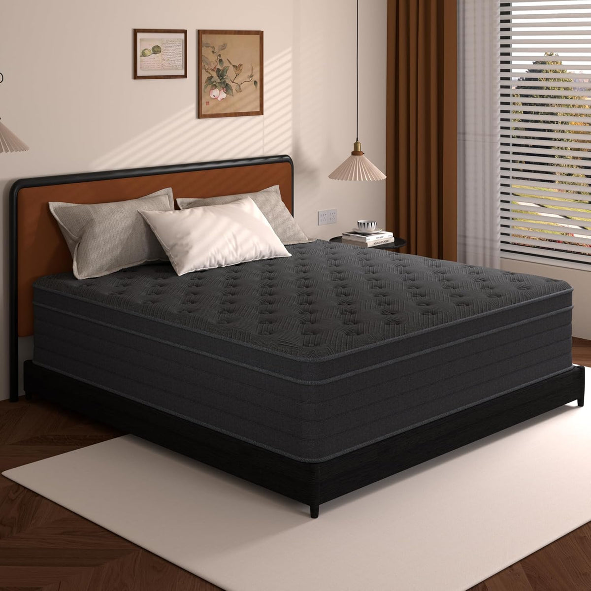 Queen Size Mattress 14 Inch,Hybrid Mattress in a Box with Individual Pocket Spring,Gel Memory Foam Queen Mattress,Breathable Supportive and Pressure Relief for Cool Night,Medium Firm