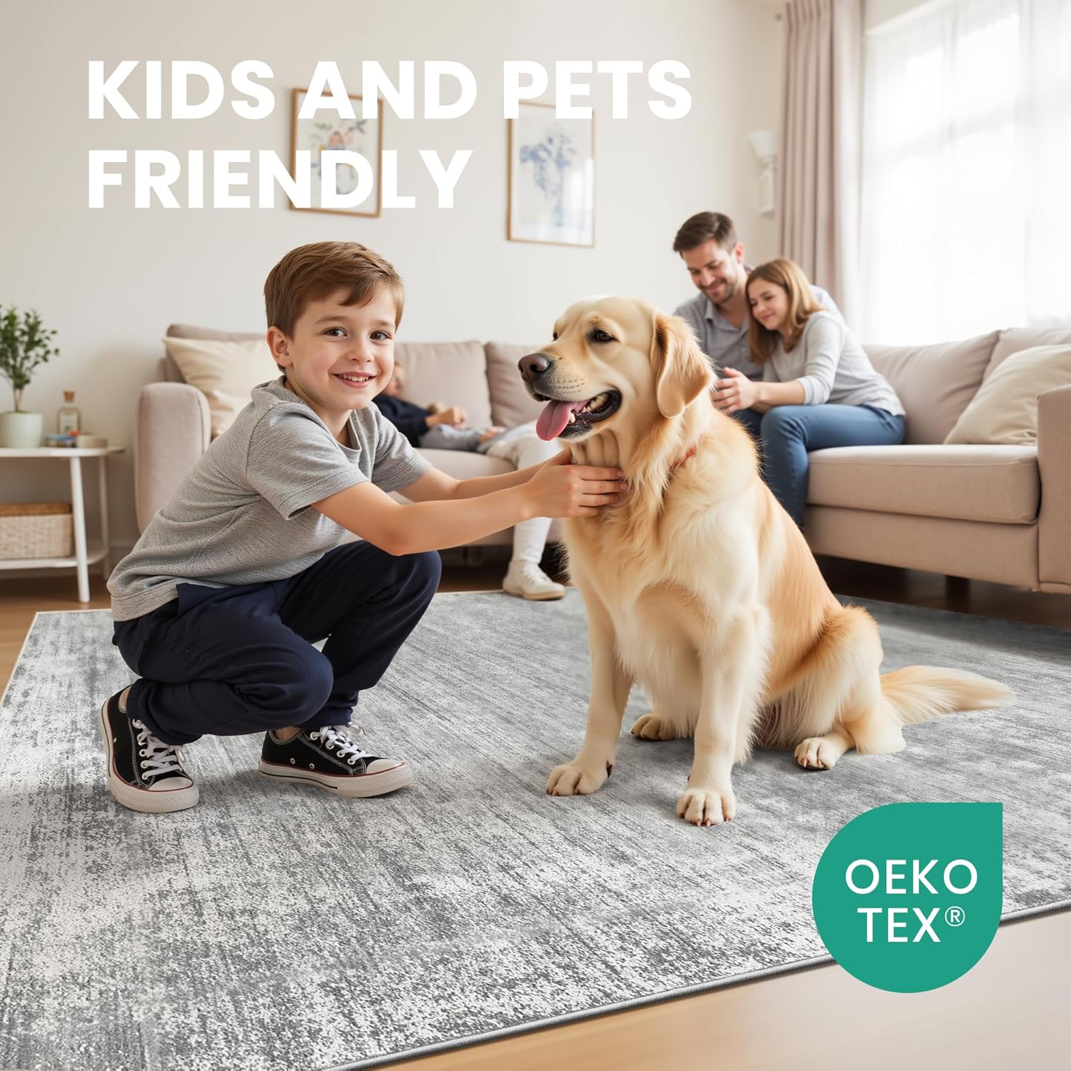 zesthome 9x12 Area Rugs for Living Room, Non-Slip Backing Washable Rug, Modern Abstract Area Rug, Stain Resistant Rugs for Bedroom, Ultra-Thin Large Area Rugs, Area Rug 9x12