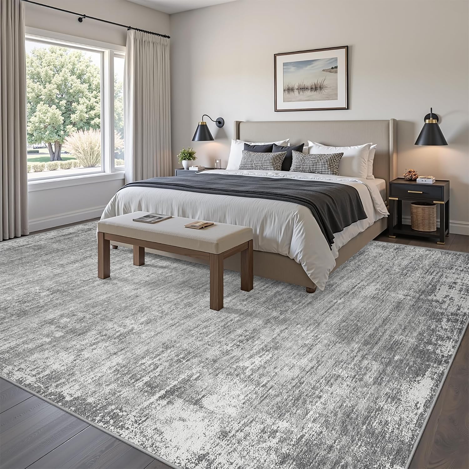 zesthome 9x12 Area Rugs for Living Room, Non-Slip Backing Washable Rug, Modern Abstract Area Rug, Stain Resistant Rugs for Bedroom, Ultra-Thin Large Area Rugs, Area Rug 9x12