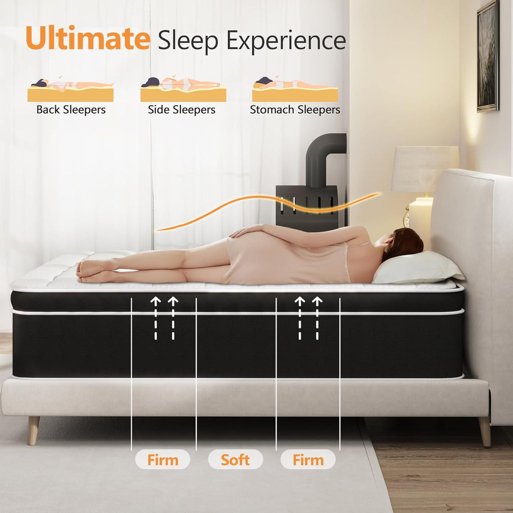 King Size Mattress 12 Inch, Premier King Bed Mattress in a Box with Gel Memory Foam & Pocket Springs for Pressure Relief & Motion Isolation, 365-Night Trial, CertiPUR-US, Upgraded Support