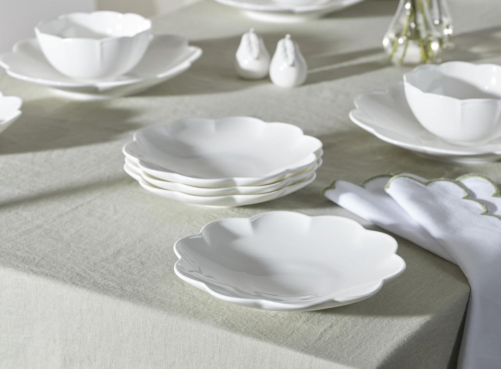 Lenox Dinnerware Set, Studio 1414 Scallop 16-Piece Set, Service For 4, Bone China Material, Dishwasher & Microwave Safe, Home And Kitchen, Kitchen And Dining, Plates And Bowls Sets (White, 16 Pieces)