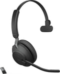 Jabra Evolve2 65 UC Wireless Headset with Link380a, Mono, Black – Wireless Bluetooth Headset for Calls and Music, 37 Hours of Battery Life, Passive Noise Cancelling Headphones