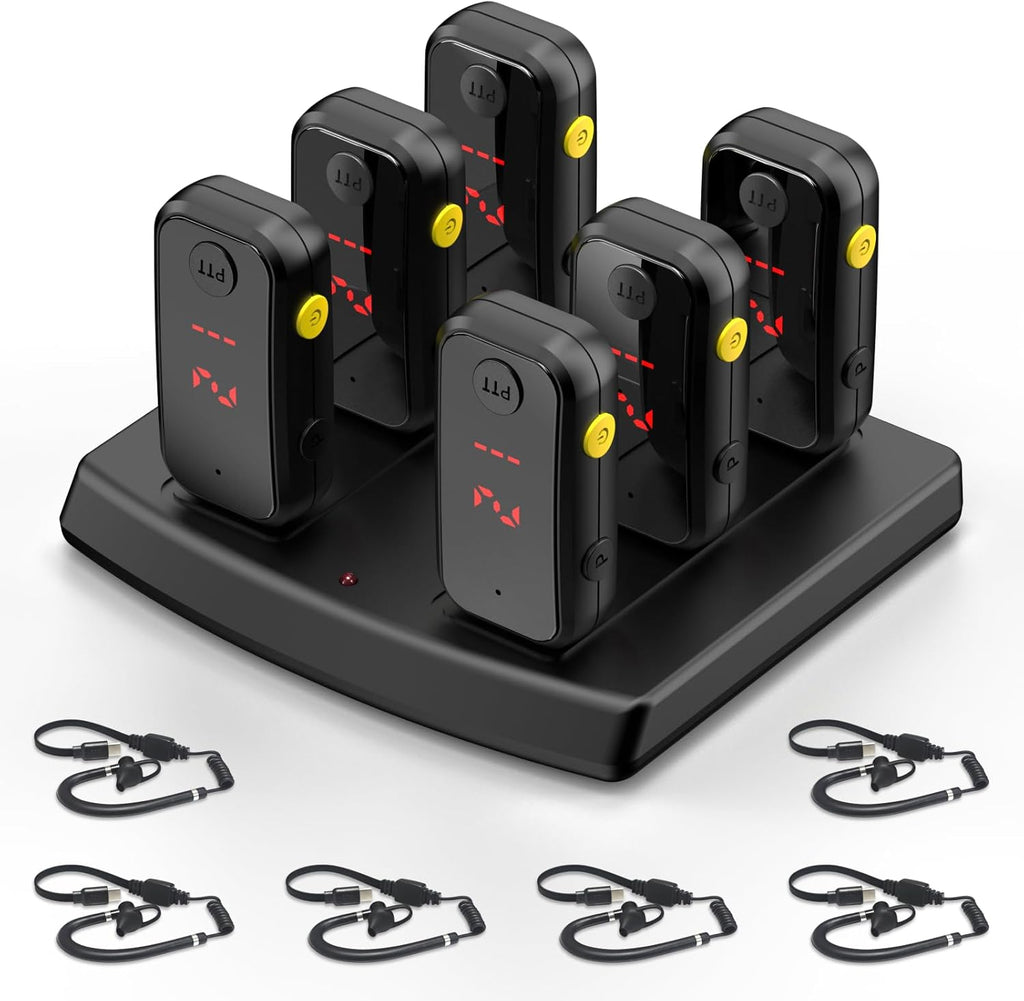 Super Mini Walkie Talkies Pro, 6 Pack Two Way Radio with Earpieces, Waterproof Communication Device for Adults, Outdoor Activities, Hiking, Baseball, Restaurant Use