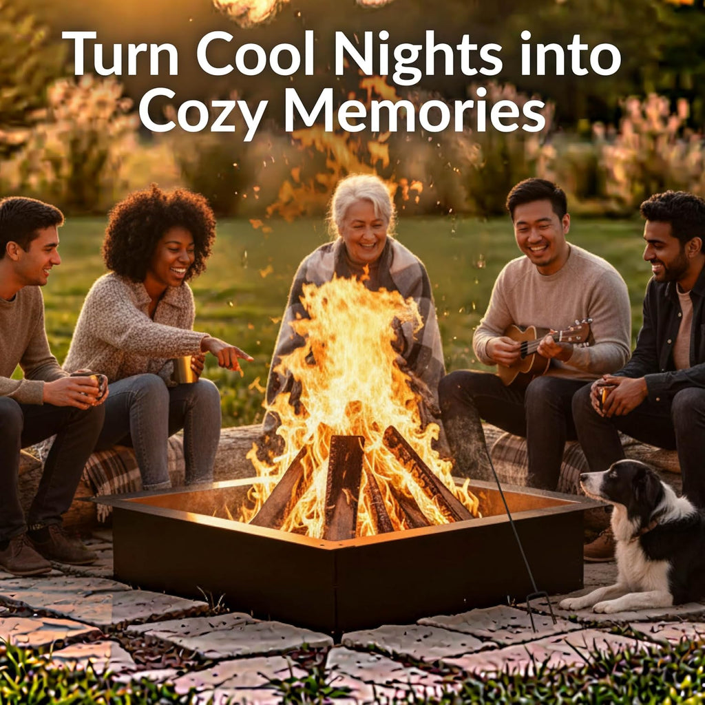 Sunnydaze Fire Ring for Outside - Heavy-Duty Wood-Burning Metal Fire Pit Ring Insert - 36-Inch Square Outer/30-Inch Square Inner Diameter