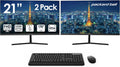 Packard Bell airFrame 21" FHD Monitors + Wireless Keyboard & Mouse, VESA Mount Compatible, HDMI/VGA, Tilt, Slim Bezel, for Home, Office, Light Gaming – 2 Pack